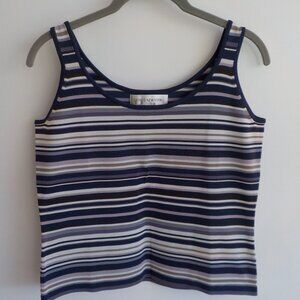 Jones New York Tank Top - Small - Purple/Tan/White Stripe - (695)